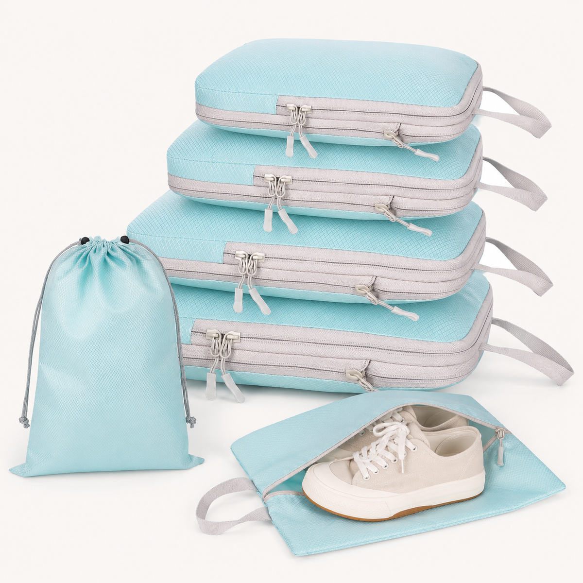 pack starter organiseur 4 cube compressible lake blue